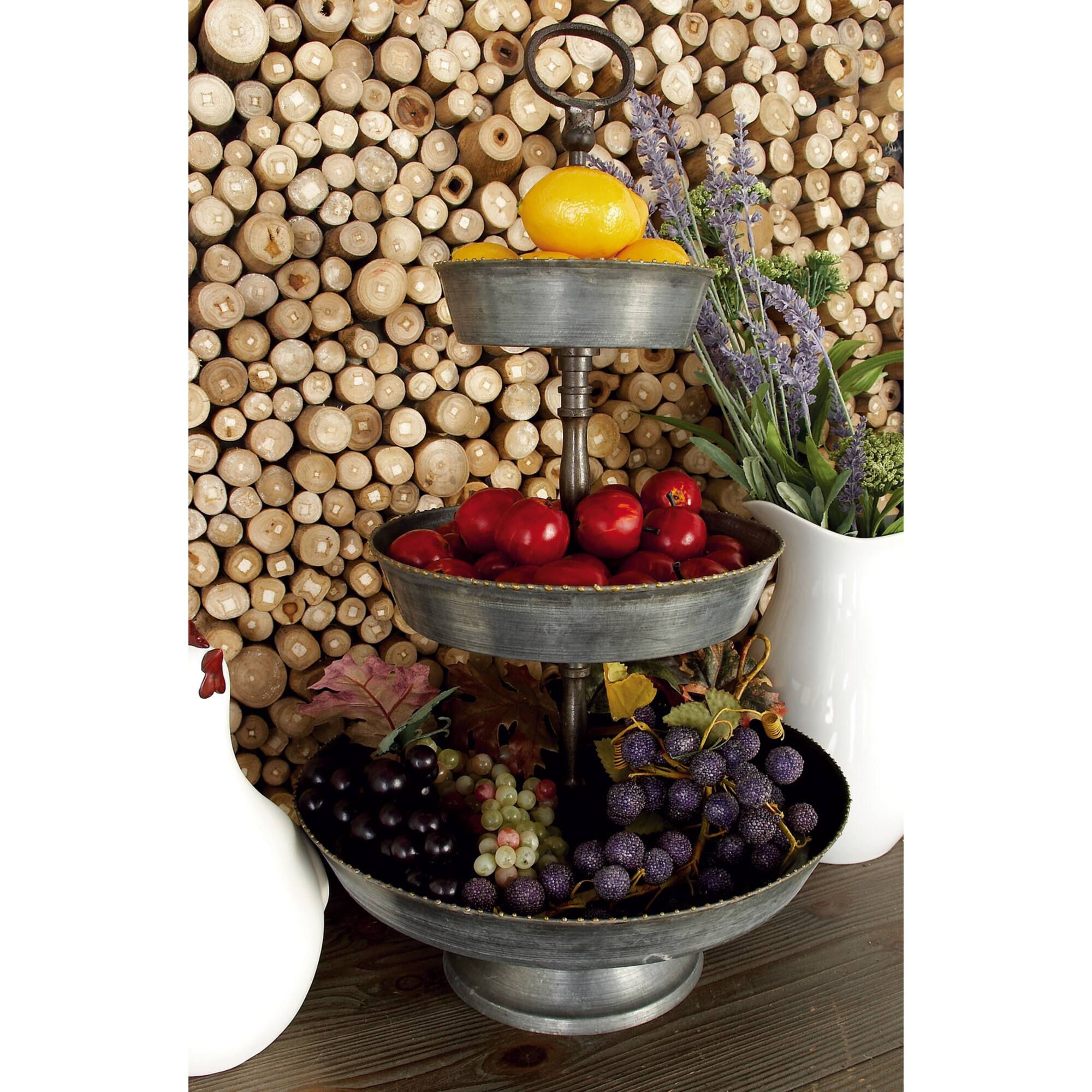 22" Gray Iron Farmhouse 3 Tier Tray Stand